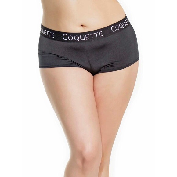 Microfiber Booty Shorts Womens Plus Size OSXL Black Elastic Logo Boyshorts - Picture 8 of 9